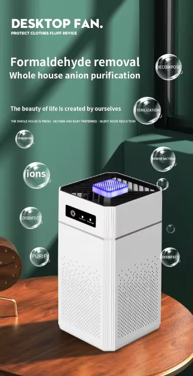 Smart Air Purifier Negative Ions Generator with H12 HEPA Filter Intelligent Desktop Air Cleaner
