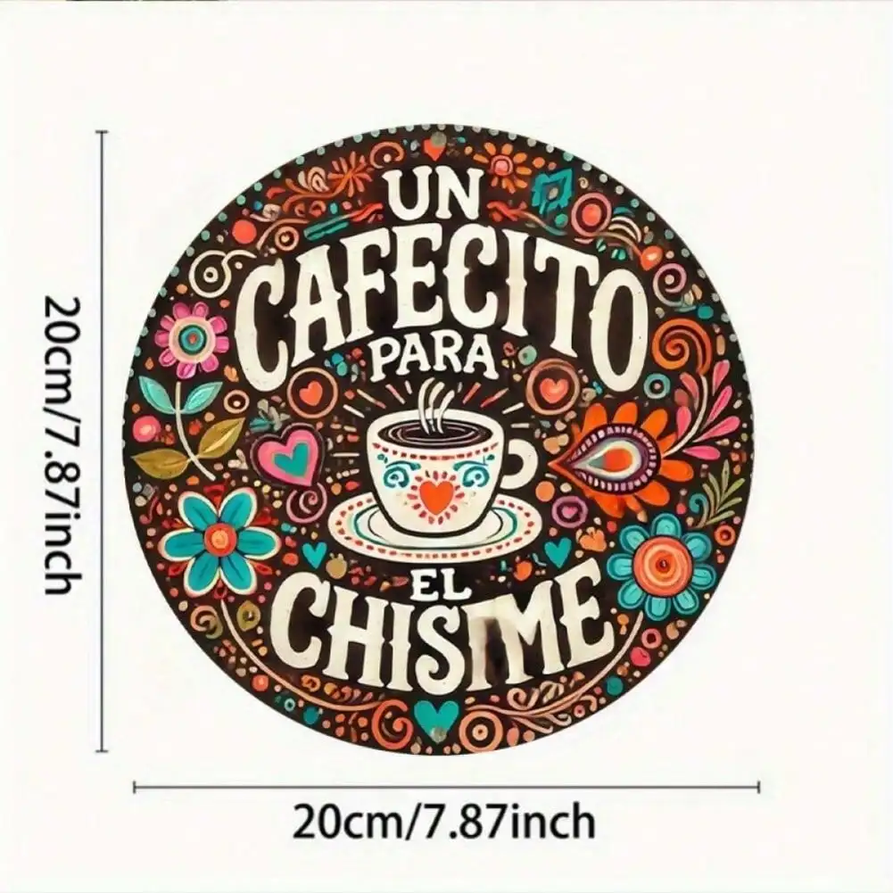 Vintage Metal Wall Art 8x8 Inch Spanish Coffee Sign 