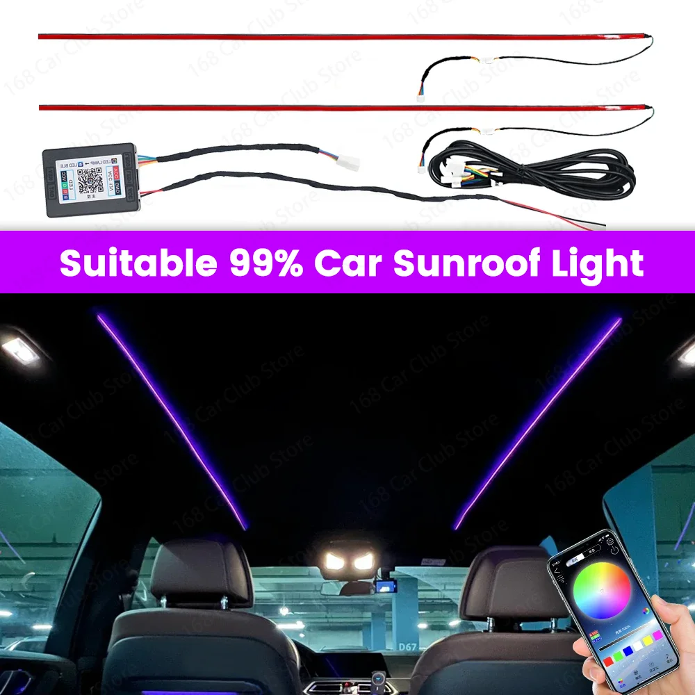 

APP Control Skylight 256 Colour LED Sunroof Light For Tesla Toyota Honda Audi Benz BMW Car Roof Ambient Light Atmosphere Lamp