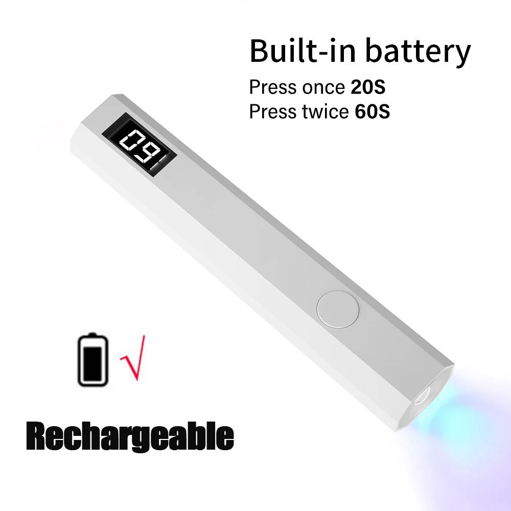 YIKOOLIN Handheld UV/LED Licht voor Nagels 12 W Draagbare Mini UV Licht voor Gel Nagel 2 Timer instelling LED Nagellamp Thuisgebruik