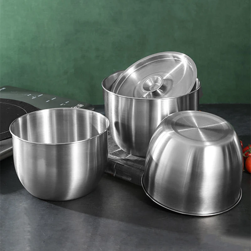 Küche Edelstahl Schneebesen Becken Obst Salat Rühren Gewürz Schüssel mit Deckel Lebensmittel Lagerung Container Hause Kochen Werkzeuge