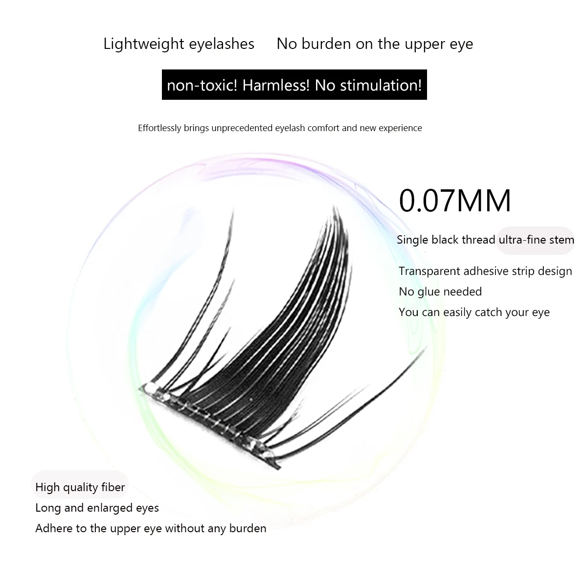 ANLINNET bricolage cils en grappe auto-adhésifs 6 rangées/boîte, cils sectionnés de Style Manga sans colle aspect naturel