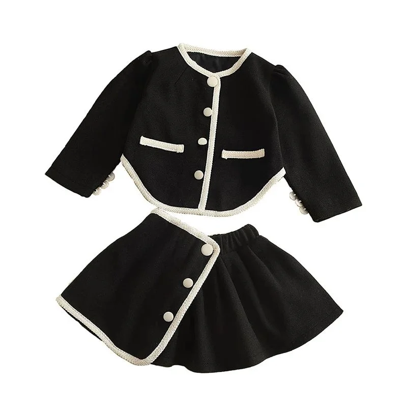 

New Girls Clothing Sets Spring Autumn Long Sleeves Princess Top And Skirt 2Pcs Birthday Designed Uniform 2-6 Years Kids Clothes