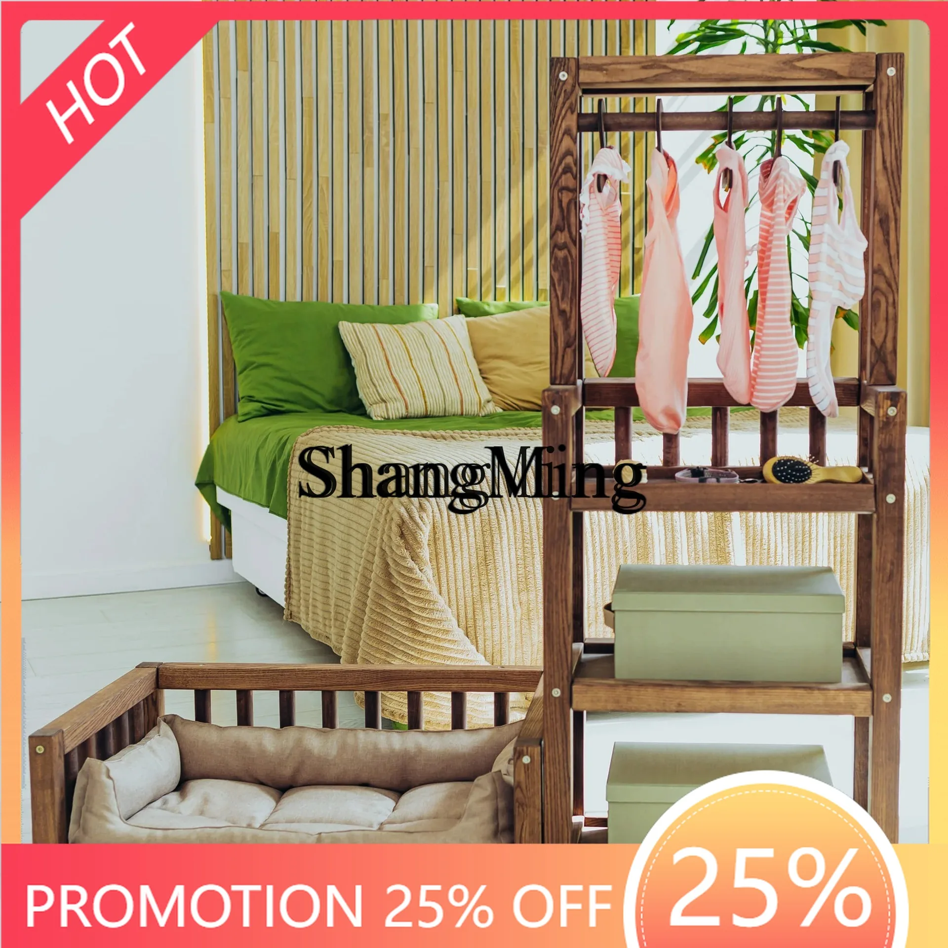 FG Wooden Pet Dog Wardrobe Home Multi-Functional Simple Coat Rack Bedroom Living Room Furniture Large Capacity Storage Rack