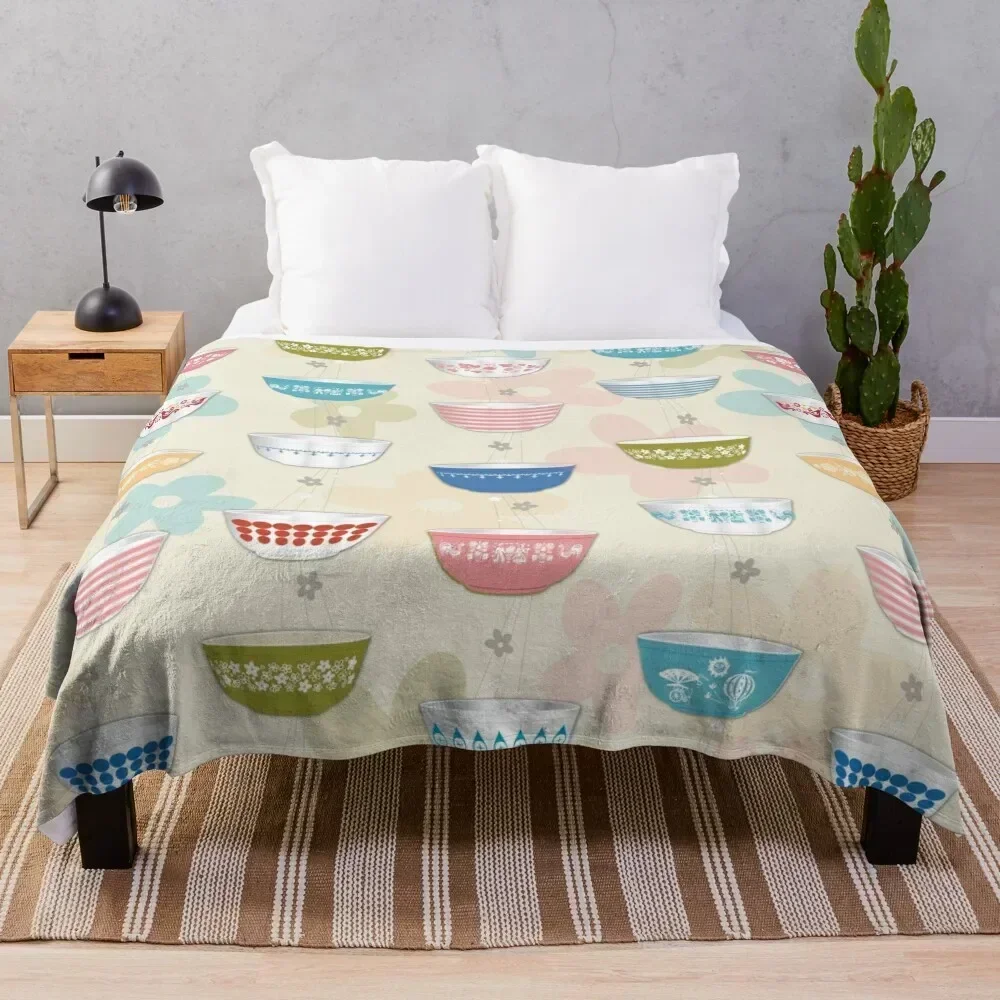 

Vintage Pyrex Bowls Collection Throw Blanket Multi Purpose Soft Warm Blanket for Home Travel