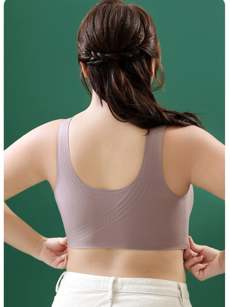 105E Large Size Seamless Bra Women Wireless Comfortable Push Up Bras Sexy Thin 3/4 Cup Bralette Support Underwear Sport Vest