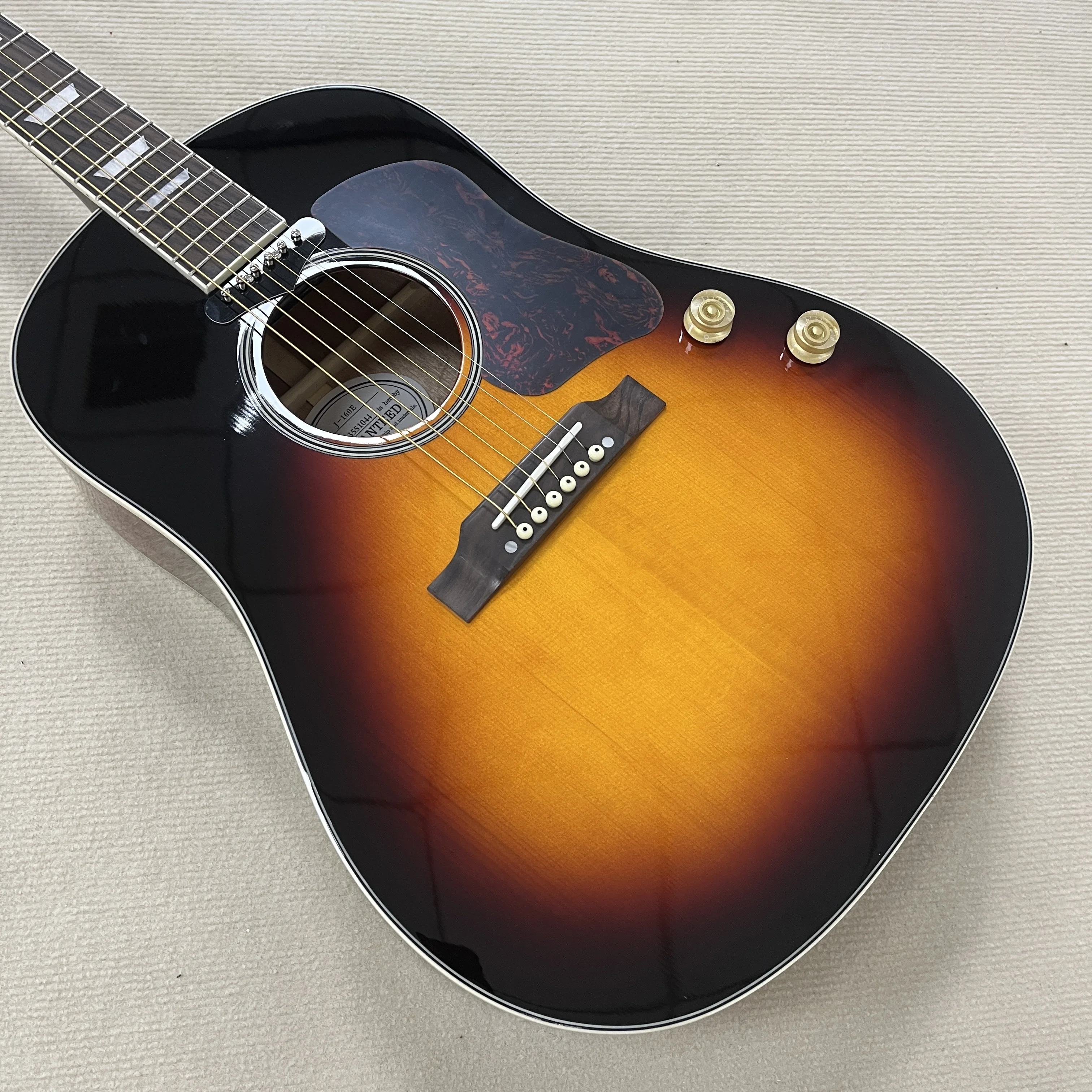 

Электроакустическая гитара J-160E Sunburst с цельной еловой верхней декой и звукоснимателями, подарок для любителей электрогитар, бесплатная доставка
