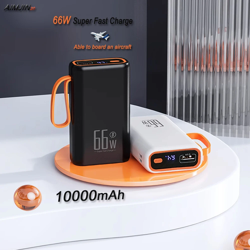 

66W Super Fast Charging 10000mAh Pocket Power Bank Portable Mobile Power Supply Suitable for Apple Xiaomi PD