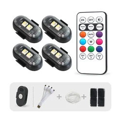 4pcs Magnetic moto Wireless LED Strobe Lights Remote Control, USB Charging Led Lights 8 Colors anti-collision Warning lights