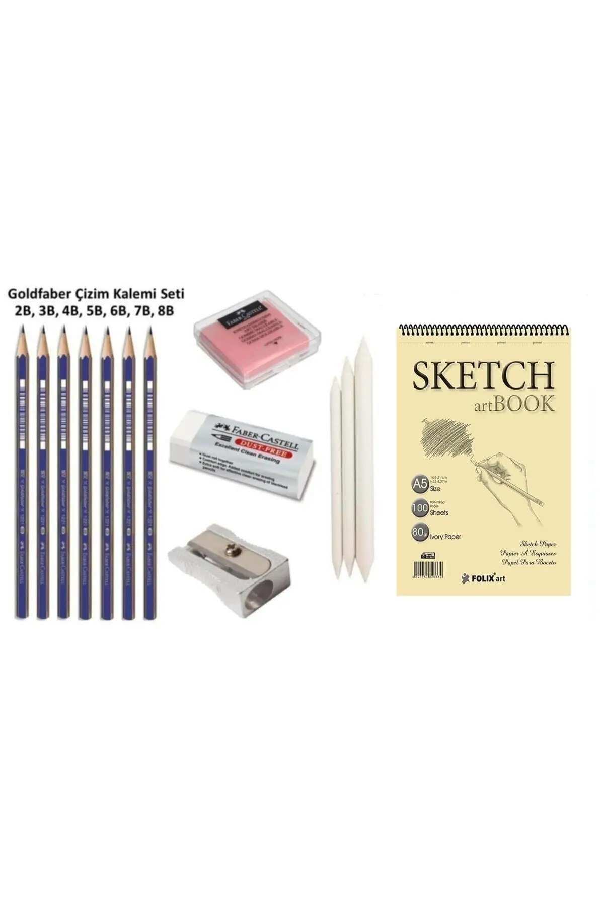 

Sketch book Drawing Set A5 Sketch, pastel Dispensing Pen grade Pens, dumpling Eraser, pencil sharpeners