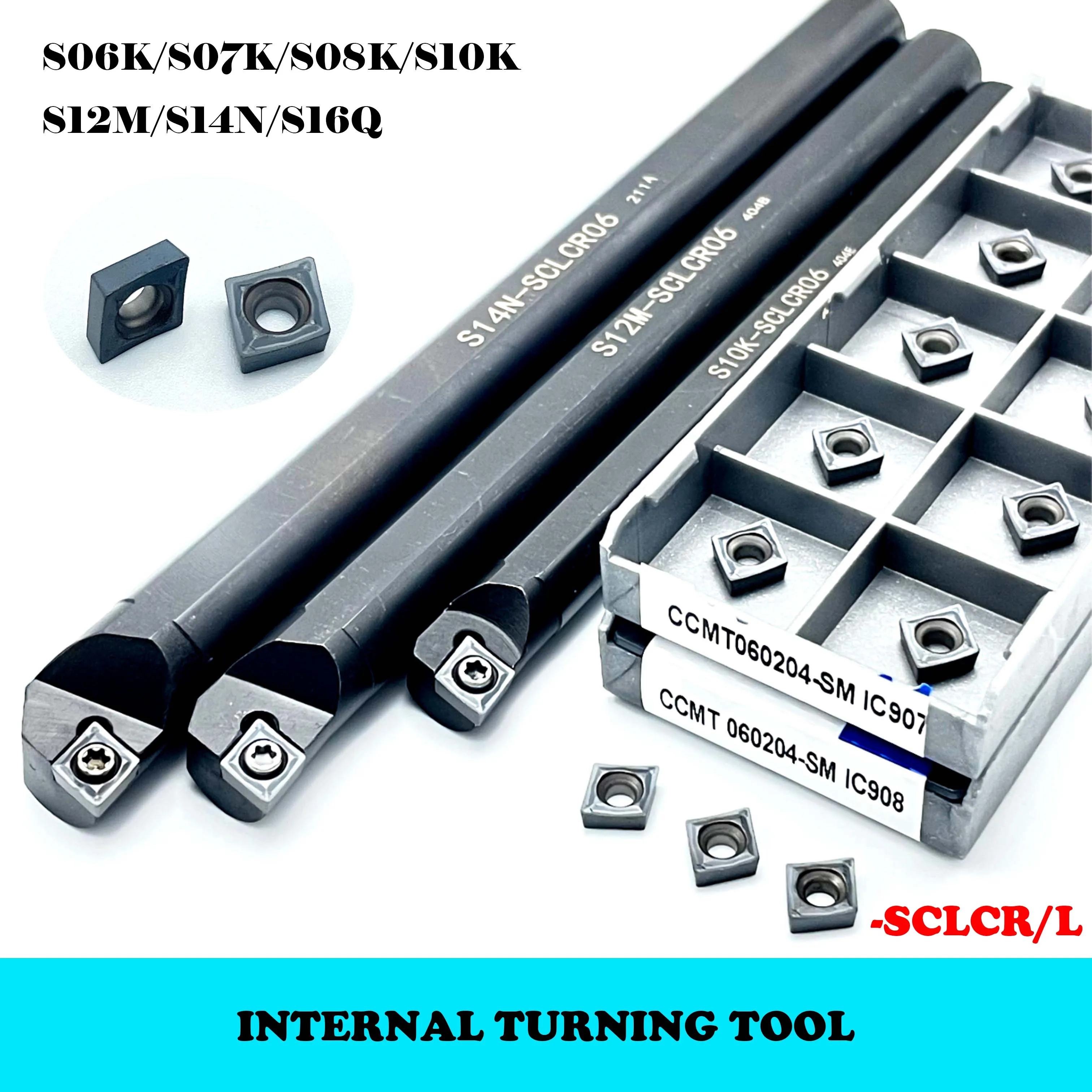 

S06K S07K S08K S10K S12M S16Q SCLCR06 95 Degree Spiral turning tool Holder Boring bar +10PCS CCMT060204 IC907 IC908 Carbide tool