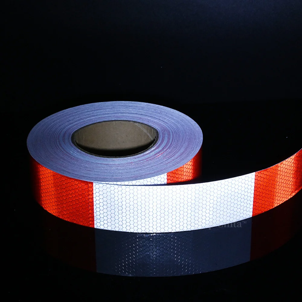 5cm*50m Shining Reflective Safety Warning Tapes White-Red Left Right Twill Self Adhesive Waterproof Reflectors Stickers For Car