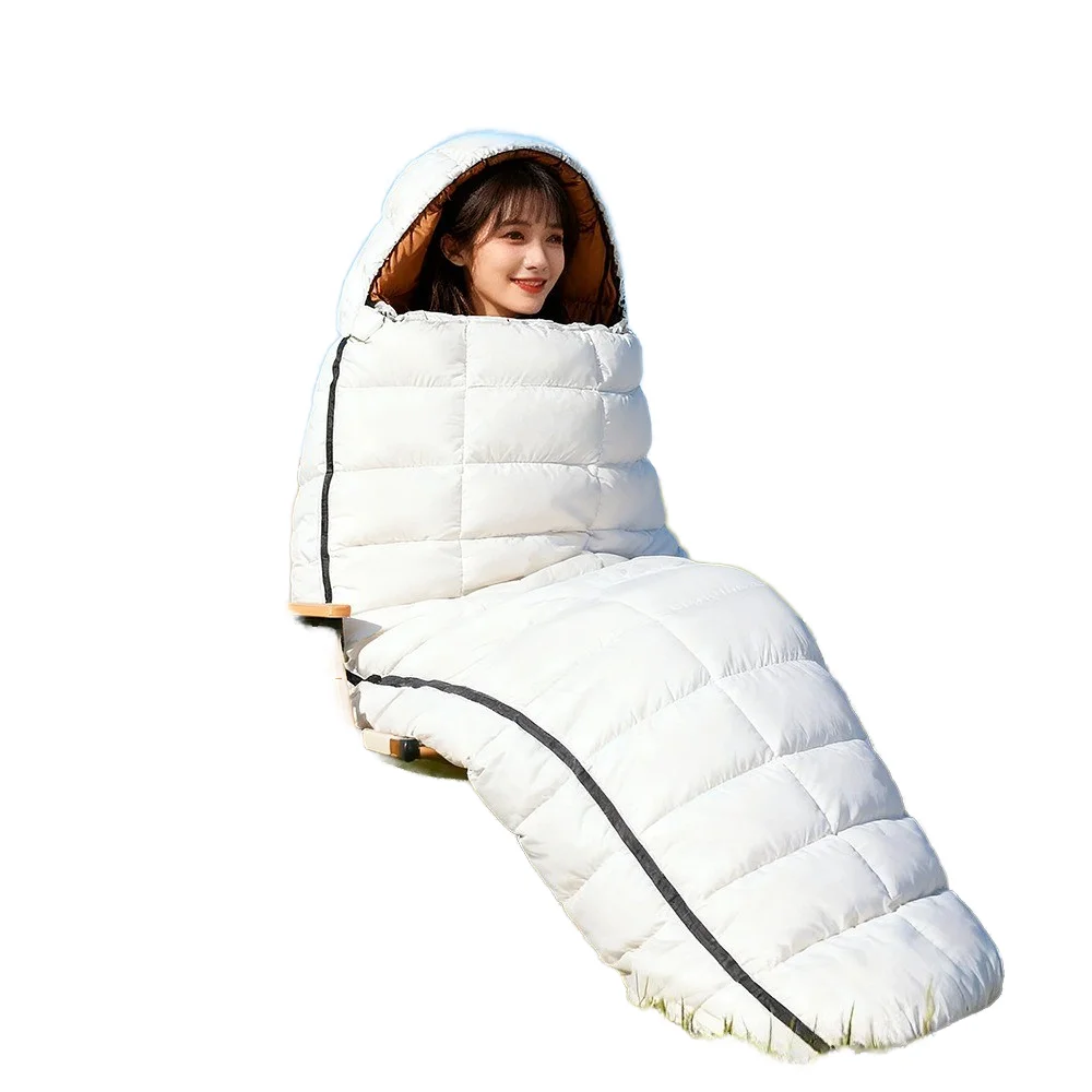 Outdoor Camping 4 Season Nylon Duck Filled Portable Hybrid Type Sleeping Bag Enlarged Thickened Winter Warm Cold-proof Adults