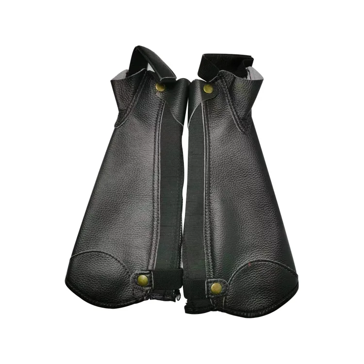 Unisex Adult Comfortable Strong Grip Synthetic Equestrian Half Chaps Full Length Zipper with Bottom Snap Closure Design