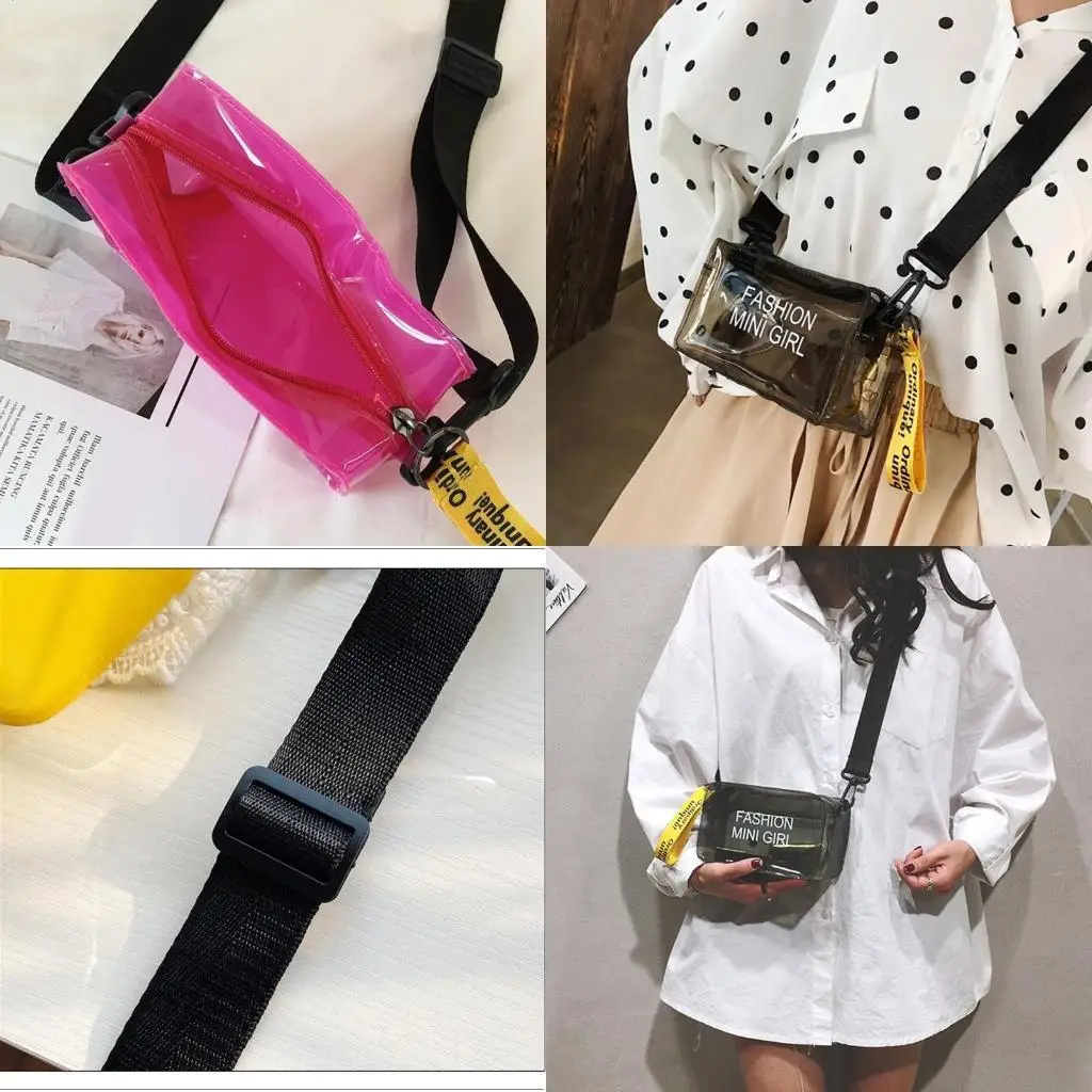 

D46D Transparent Crossbody Bag for Women Candy Color Letter Fashion Summer Mini Shoulder Bags PVC Jelly Small Tote Bag