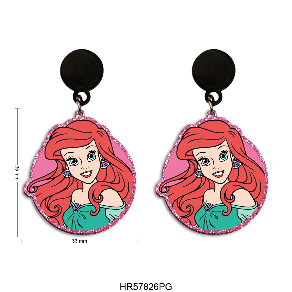 

Disney Ariel Princess Valentine Cute Chunky Glitter Acrylic Drop Earrings For Women Children Party Holiday Jewelry Decoration