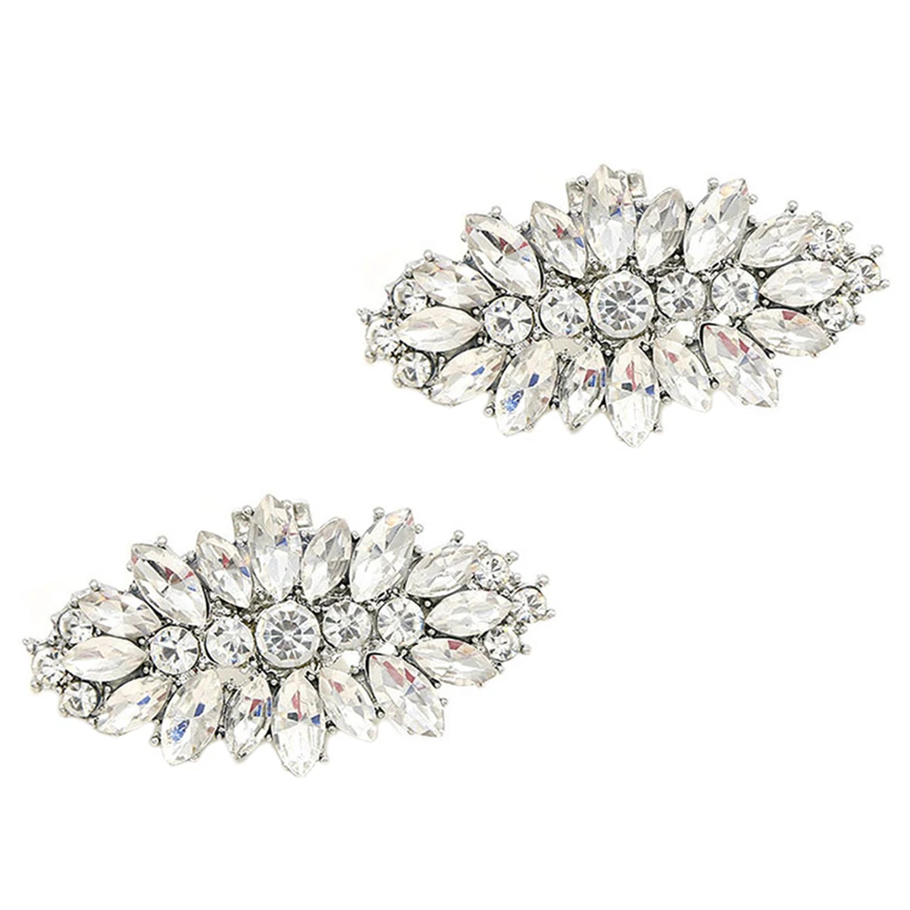 

2 Pcs Rhinestone Shoe Buckles White Color Alloy Lady Shoes Buckles Material Wedding Party Decoration Accessories