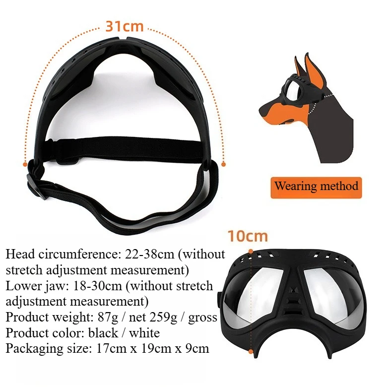 Pet Glasses for Medium Large-size Dog Supplies Snow-proof UV-blocking Wind-resistant Goggles Sunglasses Mask Adjustable Straps view 2