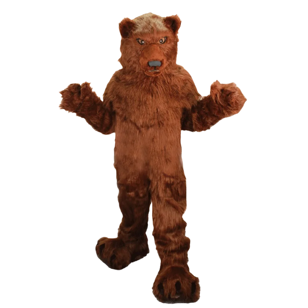 Long Hair Plush Grizzly Bear Mascot Costume Adult Size Firece Animal Carnival Party Costume Cosply Fancy Dress SW494