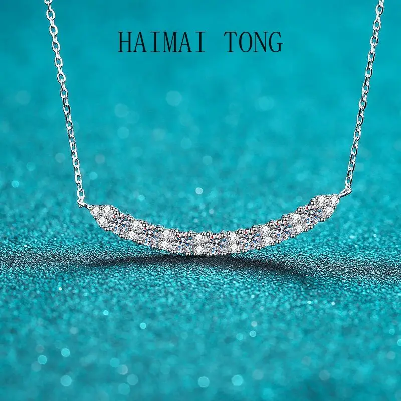 

HAIMAITONG Smile necklace, Mozambique diamond PT950 platinum necklace, fashionable and simple Korean style accessory