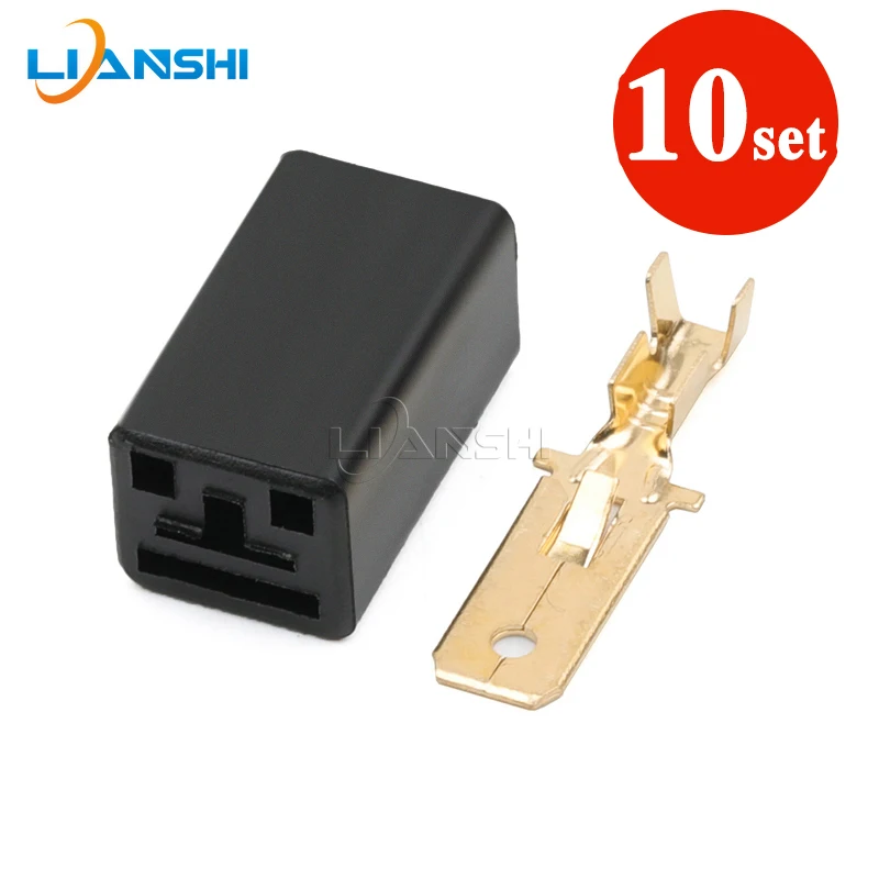 1Pin H1 H3 6.3mm Tab Terminal Ceramic Headlight Socket Connector Kit w/Wire For Car Fog Light Horn Harness