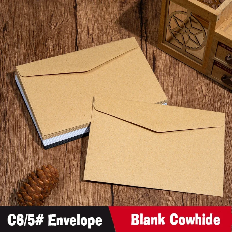 50pcs Envelopes Kraft Blank 120g Paper C6/DL Business Supplie Postcard Giftbox Packaging Storage Wedding Invitations Stationery
