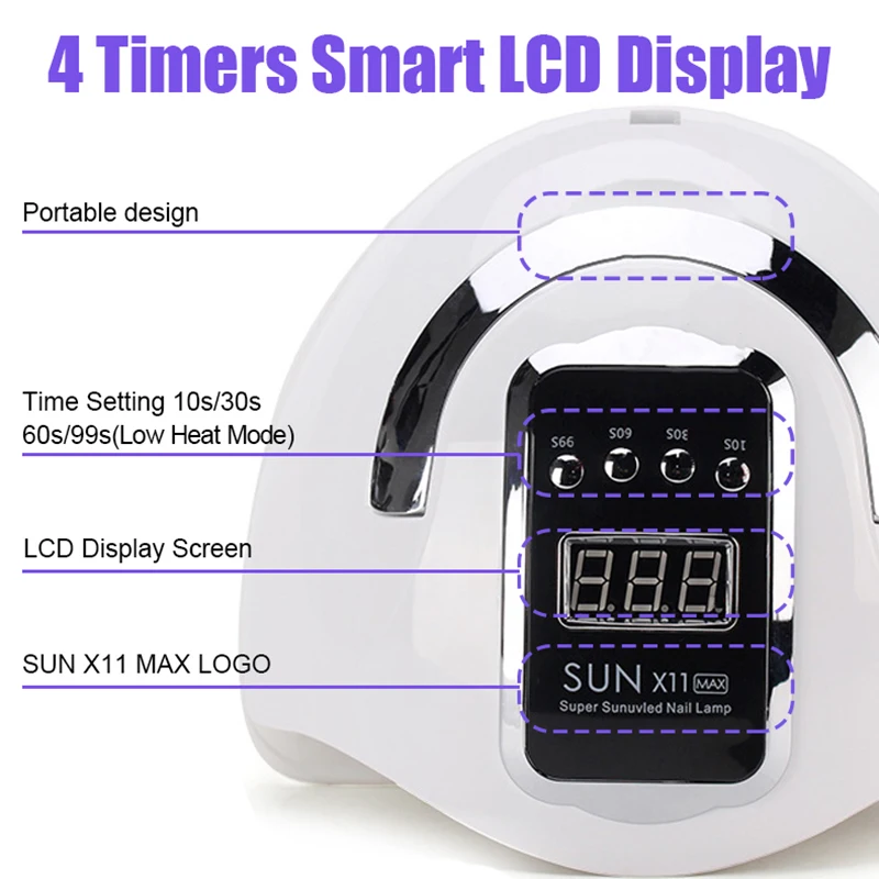 SUN X11 Max UV LED lampada per asciugare le unghie per tutti gli smalti per unghie con sensore intelligente asciugacapelli professionale per