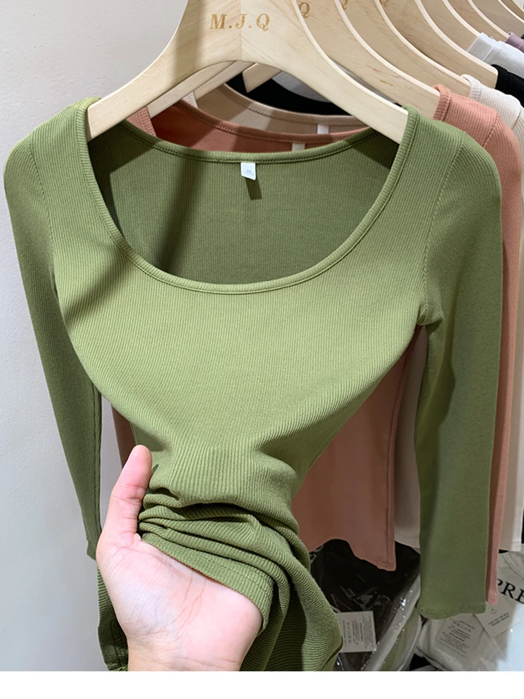 T Shirt Women Basic Black Long Sleeve Tops Korean Style Slim All-match T-shirts Female Casual Fashion Tee Shirts Femme Clothes