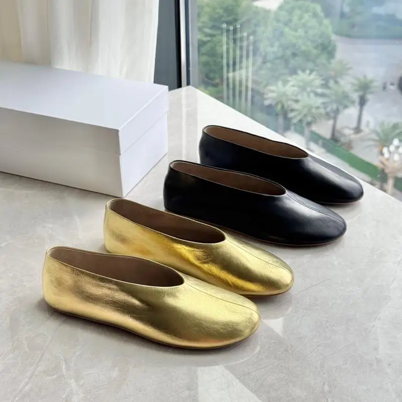 Maxdutti Southern France Zapatos minimalistas de cuero genuino para mujer, zapatos planos suaves de piel de oveja, zapatos cómodos y suaves para mujer