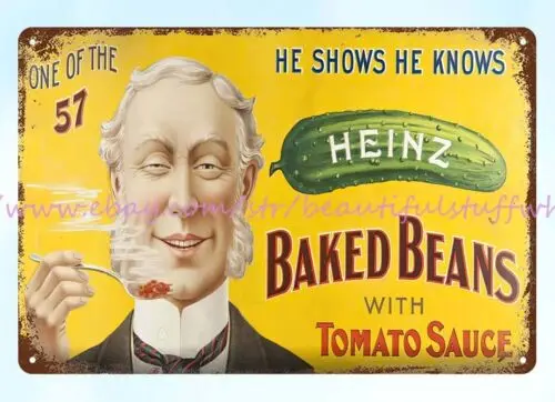 1930 Heinz Baked Beans tomato sauce food metal tin sign metal rusty collectible