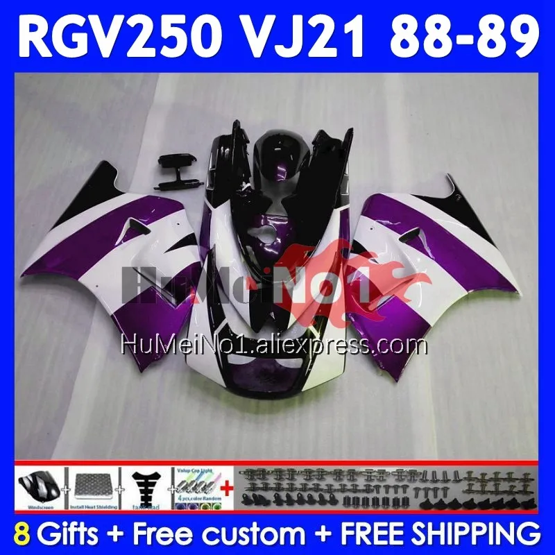 New purple Body Kit For SUZUKI SAPC VJ21 RGV250 RGVT250 VJ 21 88-89 108No.130 RGV-250 RGV 250 RGVT-250 88 89 1988 1989 Fairing