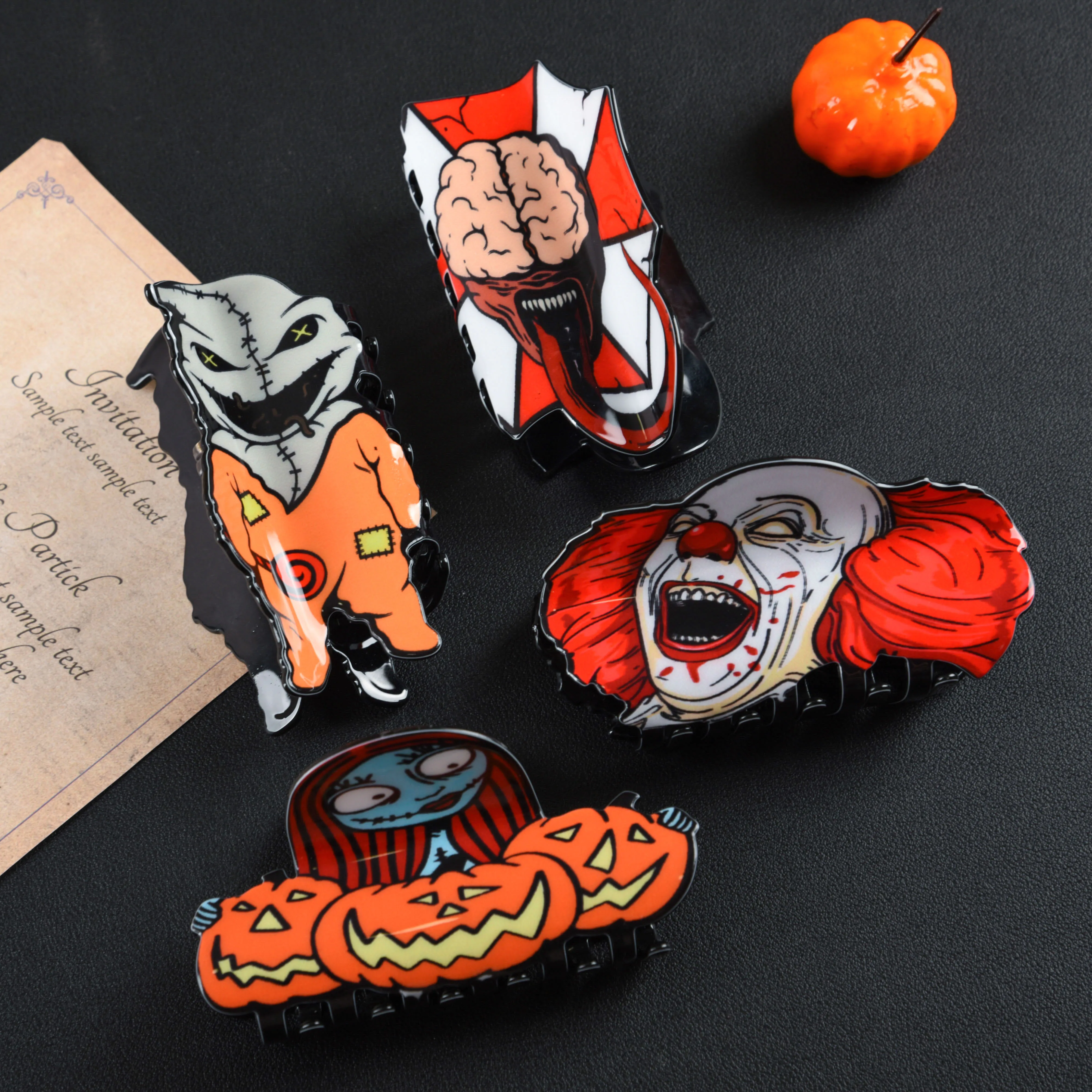 

2025 NEW Horror Series Ghost Hair Claw Halloween Acrylic Claw Clips 10CM Large Crab Hair Clips for Women Girls Hair Accessories