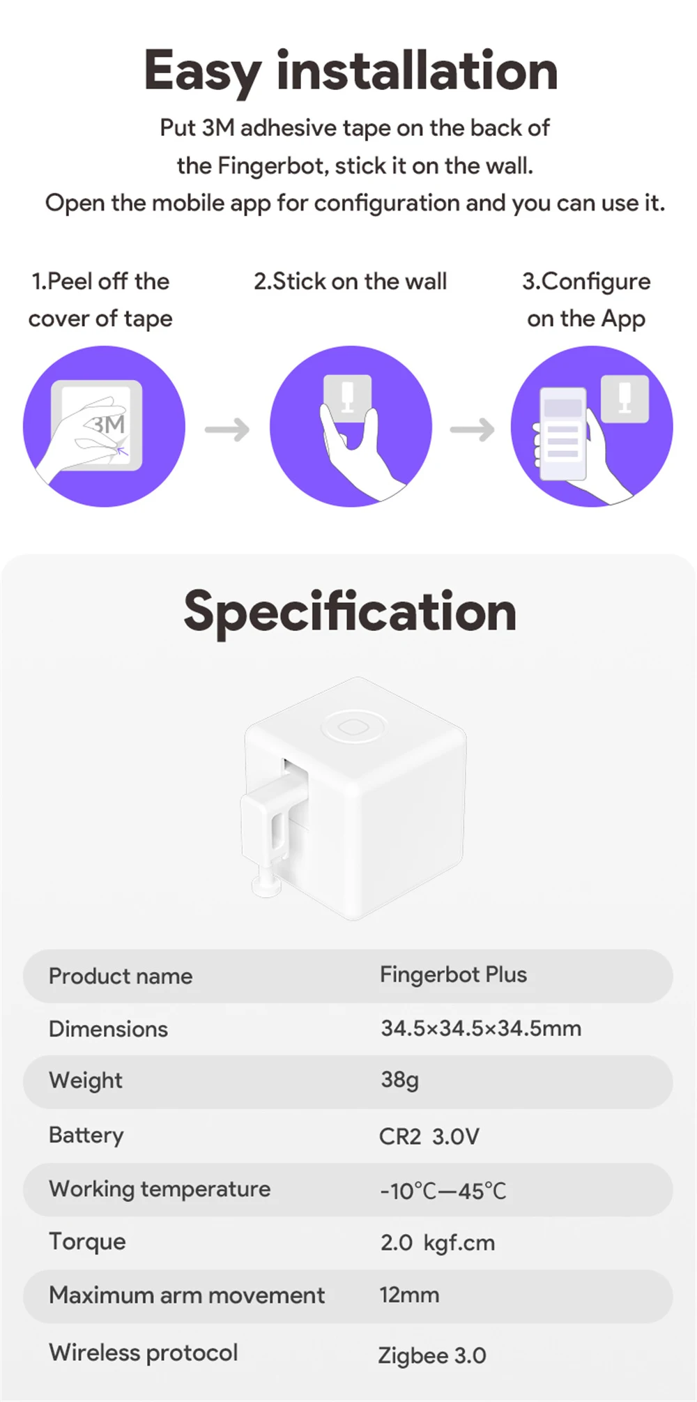 Zigbee Smart Fingerbot Plus Schalterknopf-Drücker Touch-Arme Fingerbot für Tuya Smart Life Steuerung Kompatibel mit Alexa Google Alice – Detail 11