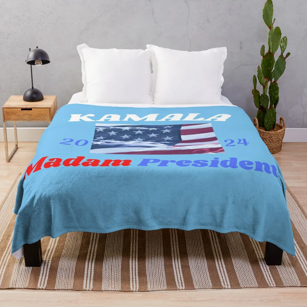 Kamala 2024 Madam President Throw Blanket Blankets Sofas Of Decoration blankets and throws Tourist Comforter Blankets