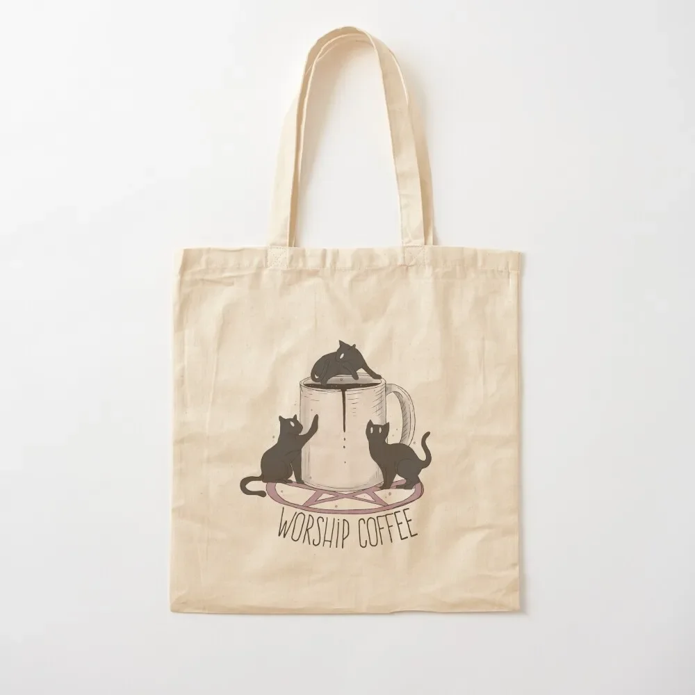 

Worship coffee kittens Tote Bag Custom bag Woman shopper bag