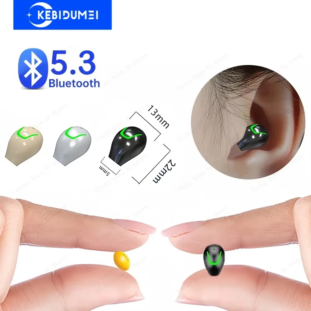 Bluetooth 5.3 Earphone In-ear Mini Invisible Headset Wireless Headphone HiFi Stereo Noise Reduction Earbud for XIAOMI Huawei