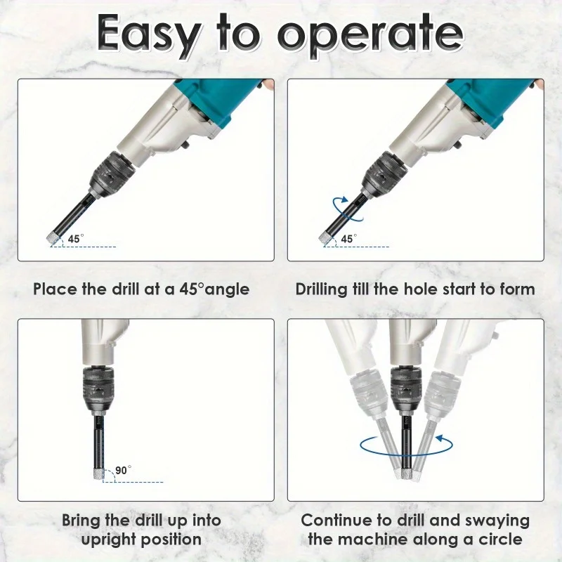 6pcs Diamond Drill Bits 6-16mm Hexagonal Shank Dry Diamond Drill Bit Hole Saw For Glass Granite Tile Hole Opener Cutter