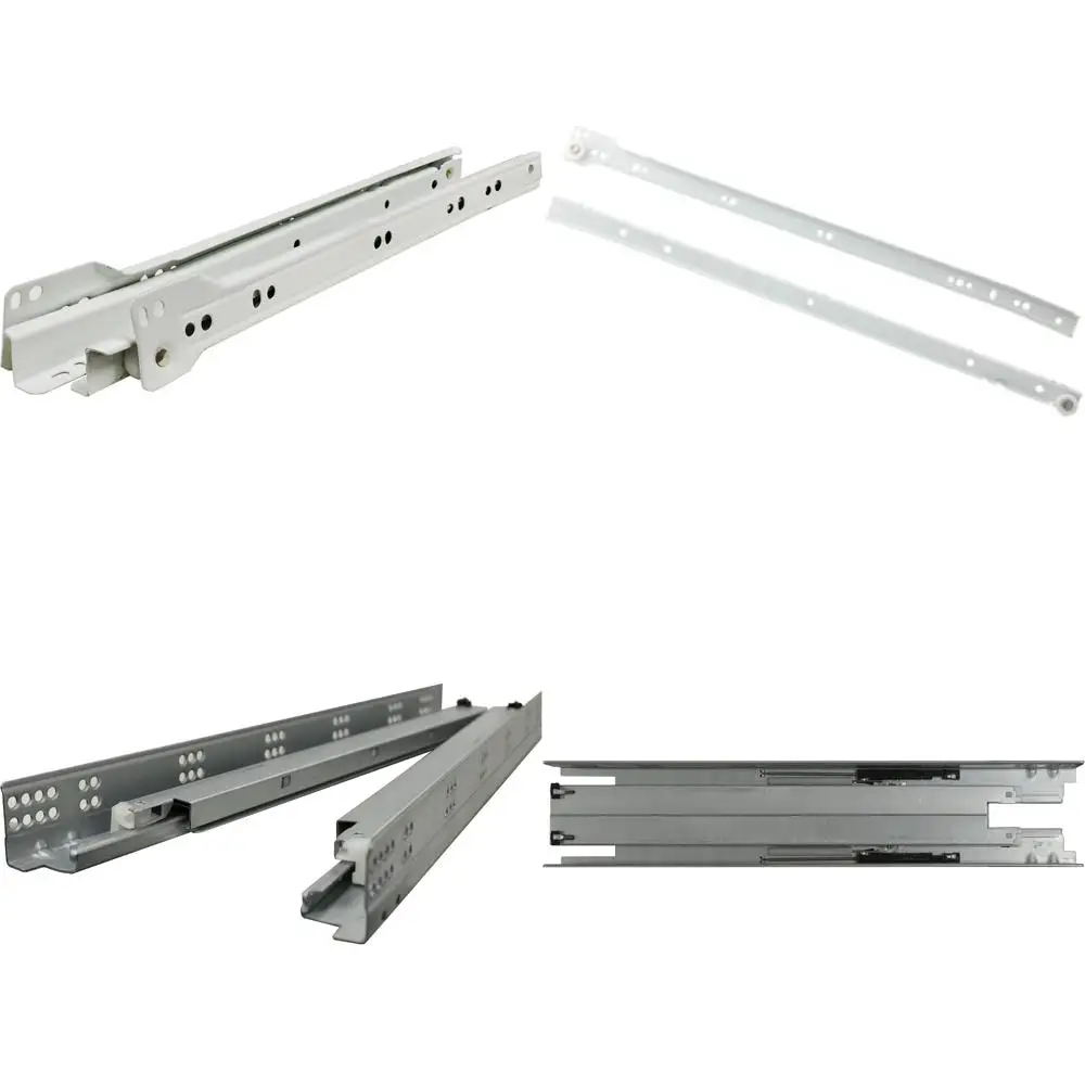 

22-дюймовые направляющие для ящиков в европейском стиле, белые ролики с нижним креплением для 25 пар шкафов