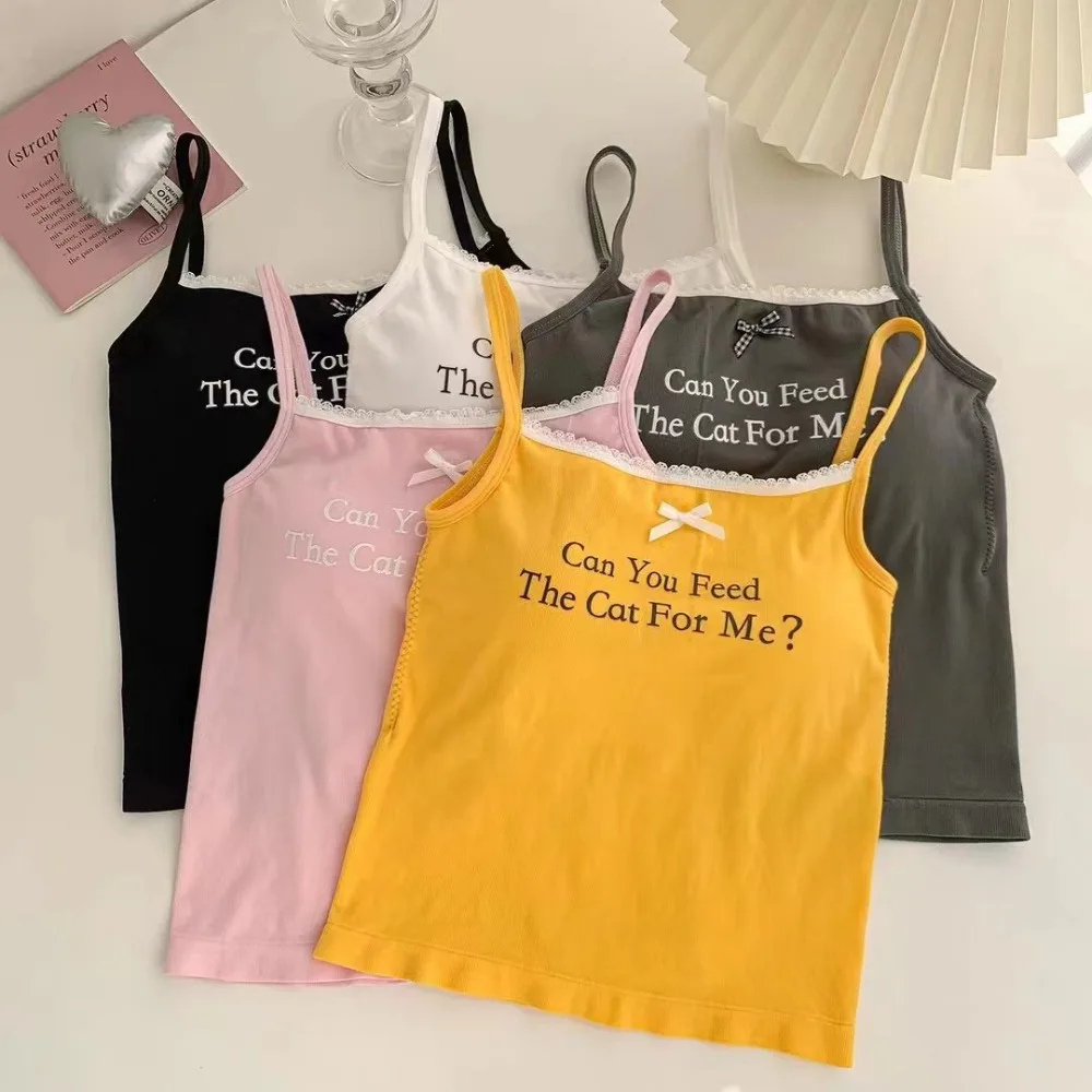 

Lace Female Camisole Streetwear Y2k Beautiful Back Women Vest Slim Elastic Tank Tops Ladies