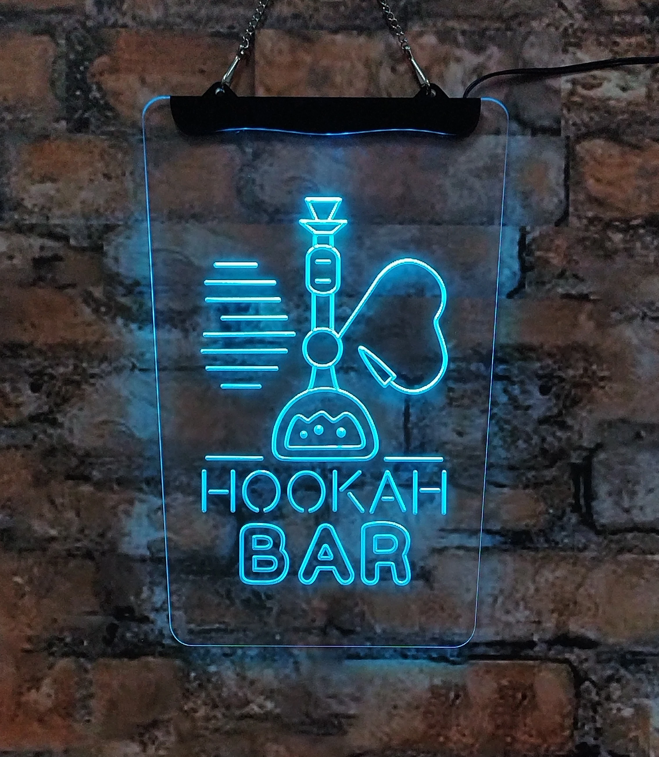 Shisha Bar Smoke Shop Bar LED neon sign Acrylic board Room decoration Interior wall art Blue yellow 30*40 for store men's cave