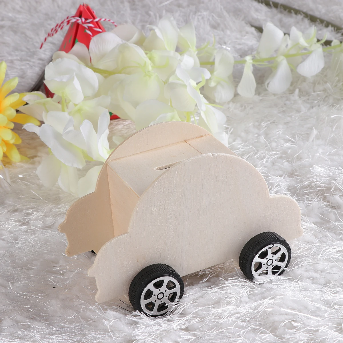 

Wooden Car Shaped Piggy Bank Money Saving Box Creative Coin Bank DIY Creative Educational Toys(Beetle)