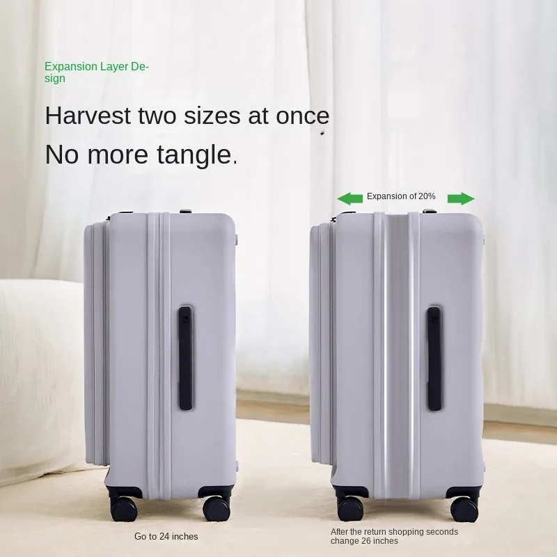 افتتاح الجبهة واسعة عربة حقيبة سفر متعددة الوظائف الأمتعة سعة كبيرة 24 بوصة حقيبة تروللي بعجلات 20 بوصة حمل على حقيبة #6