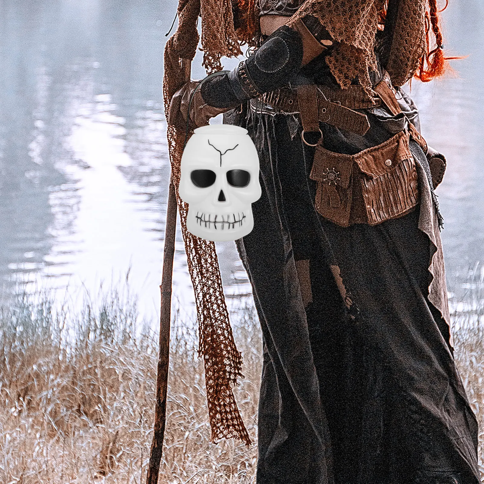 

Skull Shaped Halloween Candy Bucket 3D Skull Party Plastic Bucket Trick-Or-Treat Snack Holder Storage Container Reusable Abs