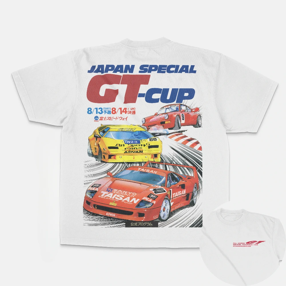 Fashion Summer Men Women GT-Cup T-Shirt Vintage Racing Cotton Tops Tees Retro Graphic Clothing Daily Casual Stylish Streetwear