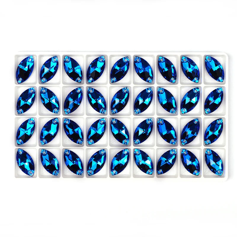 YANRUO 3223 All Sizes Capri Blue Sew On Strass Flat Back Sewing Crystal Horse Eye Rhinestones For Jewelry Making