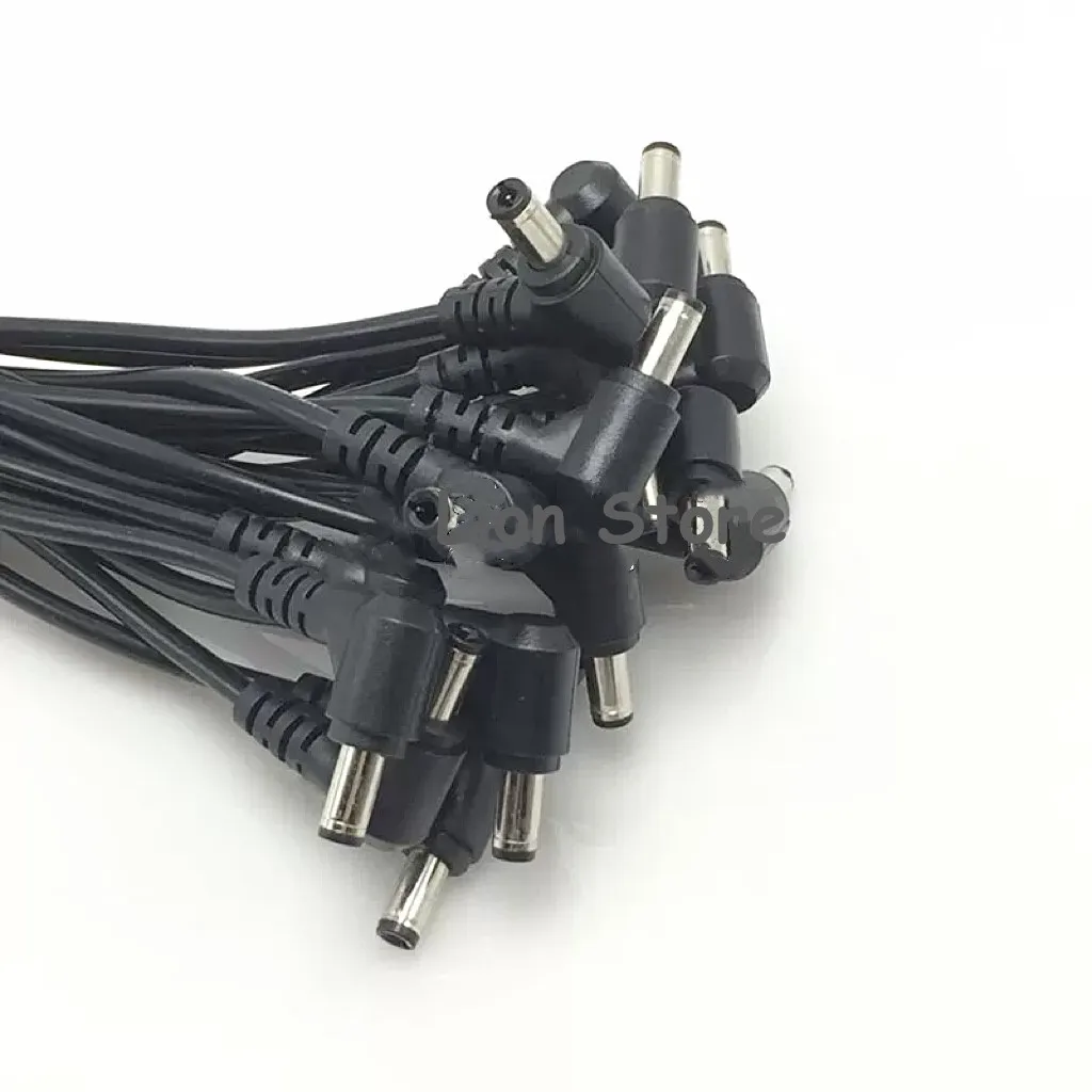 20pcs-200pcs/lot DC Elbow L-Shape Plug 5.5*2.1mm Male Monitor Power Cord 2.5 Holes Curved Single Tip Cord 30CM