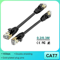 CAT7 Ethernet Cable Flat Lan 0.2m 0.3m RJ45 Network Cable Shield Lan Cable UTP Flat for Patch Panel RJ45 for Modem Router