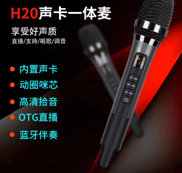 Reverberation Microphone Singing KTV Home and Outdoor Heart-shaped Directional Sound Card Integrated Microphone