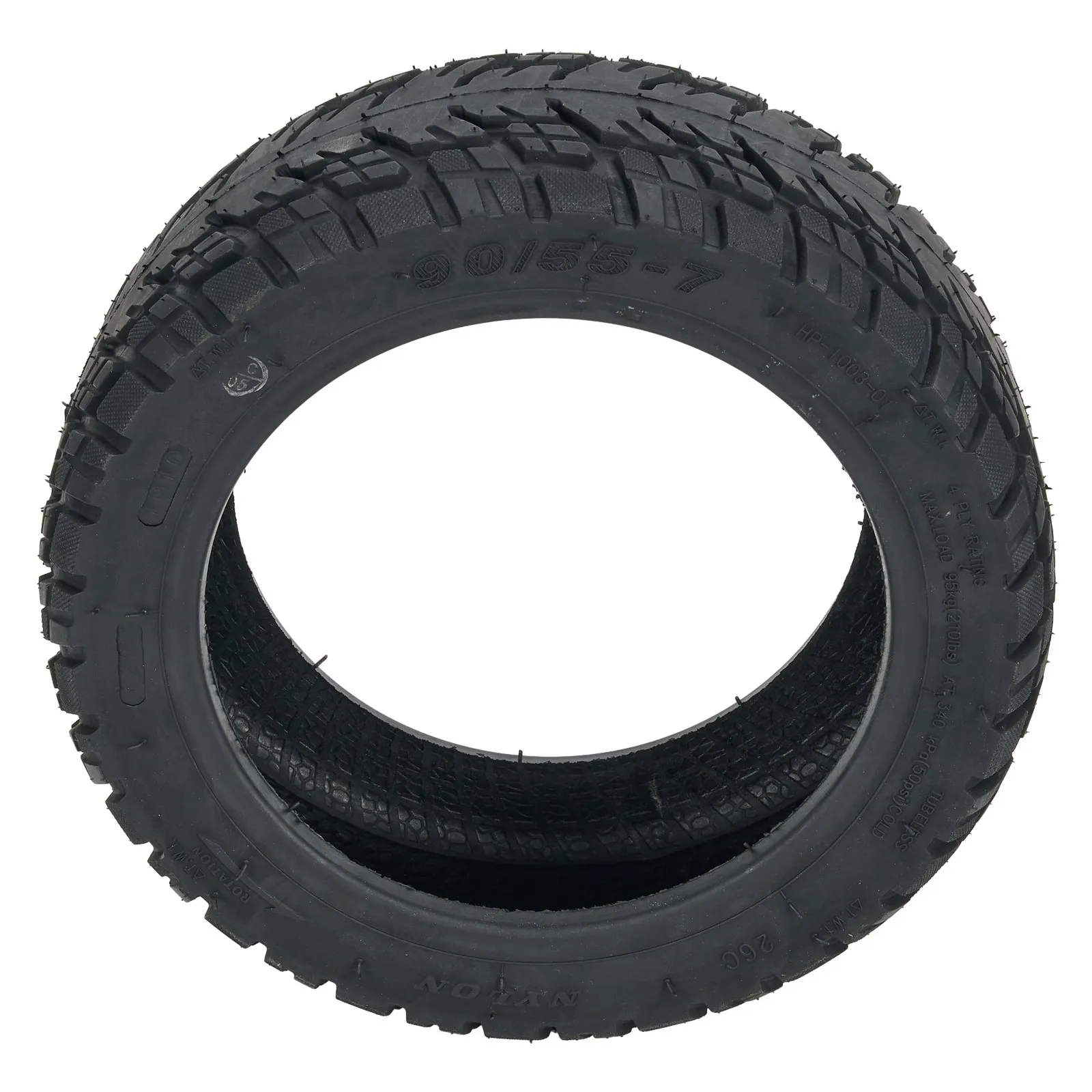 90/55-7 Tubeless Tyre Off-Road Tyre Rubber Black 1207g Electric Scooter E-Scooter Replacement Parts High Quality