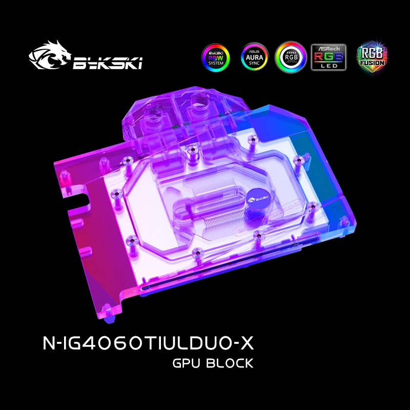 Bykski N-IG4060TIULDUO-X 4060Ti Waterblock Radiatore per colorato RTX4060Ti Ultra OC GPU Water Cooler ARGB 5V SYNC + piastra posteriore